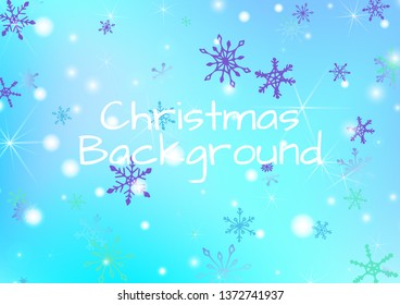 Christmas Background with Delicate Snowflakes and Shiny Lights. Festive Background for Christmas Decoration, Cloth, Fabric. Vertical A4 Vector Background.