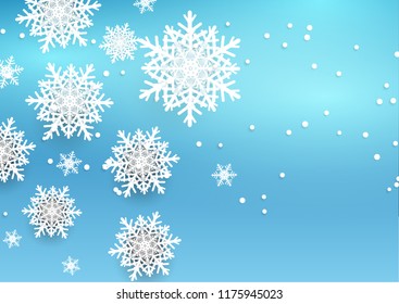 Christmas background design with 3D style snowflakes