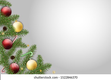 christmas background design for banner poster greeting card. new year gift card. realistic christmas ornament and decoration. vector illustration.