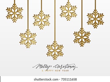 Christmas background, design golden snowflakes.