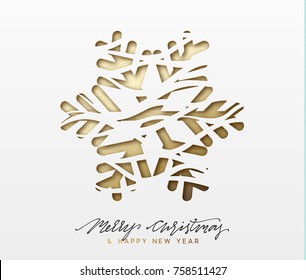 Christmas background, design golden snowflakes texture paper.