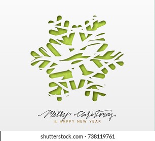 Christmas background, design green snowflakes texture paper.