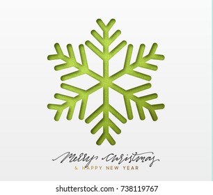Christmas background, design green snowflakes texture paper.