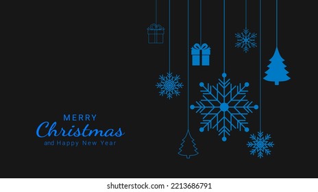 Christmas background design with hanging decorative elements isolated on white background. Vector illustration
