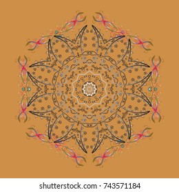 Christmas background design of orange, gray and brown snowflake. Winter card Merry Christmas, New Year and Happy Holiday vector illustration.