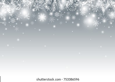 Christmas background design of pine leaves in the winter vector illustration