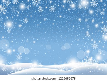 Christmas background design of snow falling winter season vector illustration