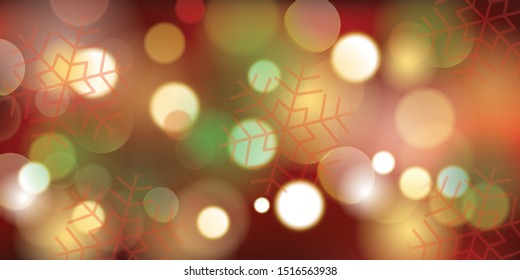 Christmas background design of snowflake and bokeh with light effect vector illustration