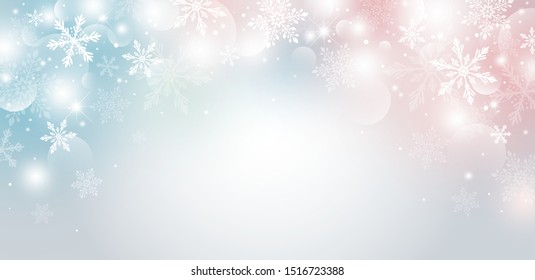 Christmas background design of snowflake and bokeh with light effect vector illustration