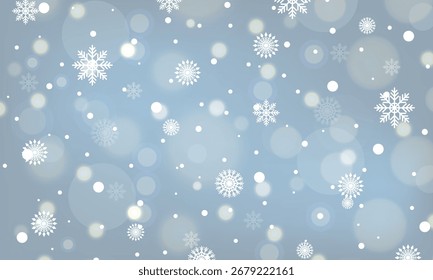 Diseño de fondo de Navidades con copo de nieve y efecto de luz bokeh