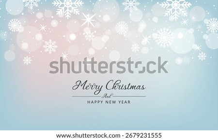 Christmas background design of snowflake and bokeh with light effect