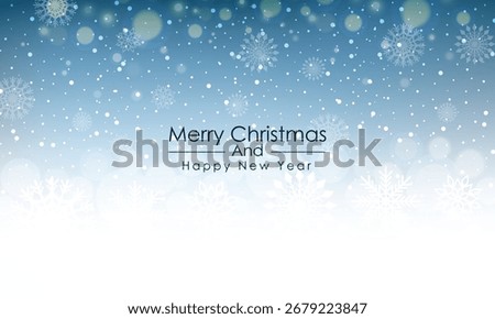 Christmas background design of snowflake and snow falling in the winter