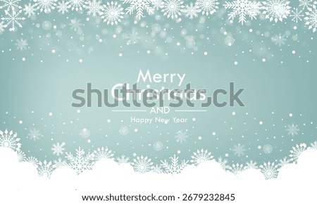 Christmas background design of snowflake and snow falling in the winter