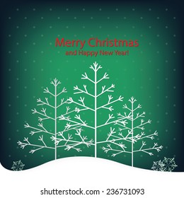 Christmas background design with snowflakes and Christmas tree