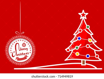 Christmas background design template with Christmas Tree and christmas balls . Vector illustration