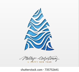 Christmas background, design Xmas blue tree,