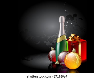 christmas background with detailed holiday items