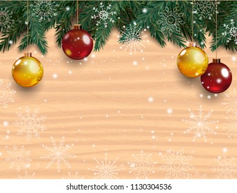 Christmas background with detailed pine branches.