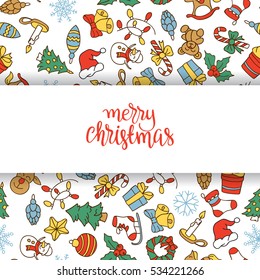 Christmas background with different icons.