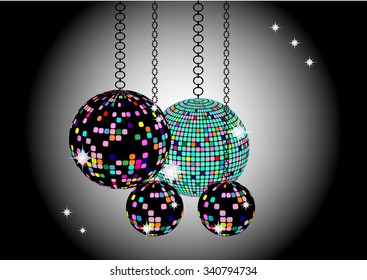 the Christmas background with disco balls