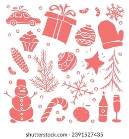 christmas background. Doodle illustration with christmas and new year icons