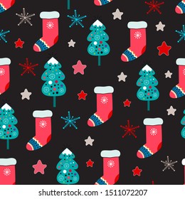 Christmas background in doodle style. Vector illustration