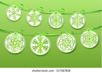 Christmas background with the effect of paper snowflakes