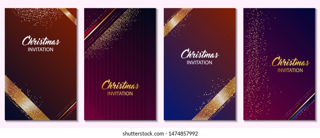 Christmas background Elegant creative card templates set. Collection of invitations