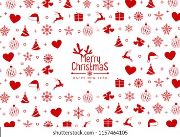 Christmas background with element icons banner, snowflakes. Vector illustration