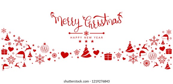 Christmas background with element icons banner, snowflakes. Vector illustration