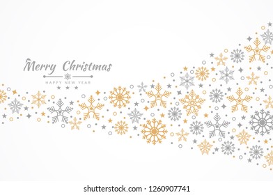 Christmas background with element icons banner, snowflakes. Vector illustration