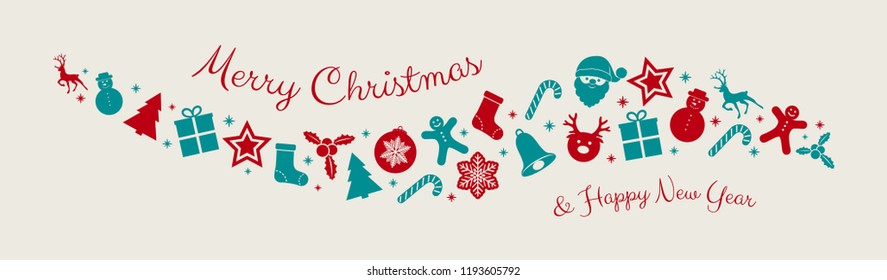 Christmas background with elements. Vector.