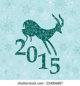 christmas background with emerald goat - vector