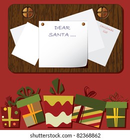 Christmas background. Empty blank on the wooden background with the space for your text.