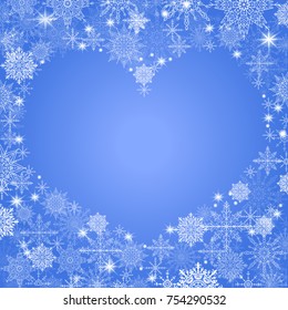 christmas background with an empty heart in the center transparent blue