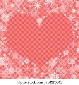christmas background with an empty heart in the center transparent red