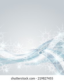 Christmas background with falling snow and stars