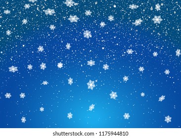 Christmas background of falling snowflakes