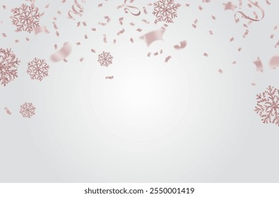 Fondo de Navidades con copos de nieve y confeti. Ilustración vectorial.