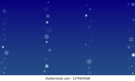 Christmas Background with Falling Snowflakes.  Element of Design with Snow for a Postcard, Invitation Card, Banner, Flyer.  Vector Falling Snowflakes on a Blue Winter Background
