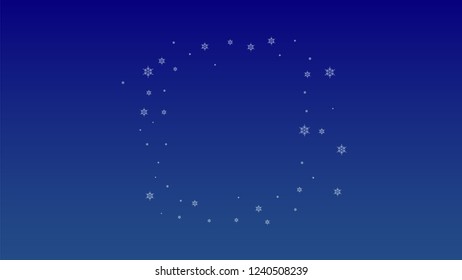 Christmas Background with Falling Snowflakes.  Element of Design with Snow for a Postcard, Invitation Card, Banner, Flyer.  Vector Falling Snowflakes on a Blue Winter Background
