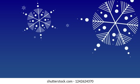 Christmas Background with Falling Snowflakes.  Element of Design with Snow for a Postcard, Invitation Card, Banner, Flyer.  Vector Falling Snowflakes on a Blue Winter Background
