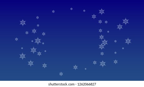 Christmas Background with Falling Snowflakes.  Element of Design with Snow for a Postcard, Invitation Card, Banner, Flyer.  Vector Falling Snowflakes on a Blue Winter Background
