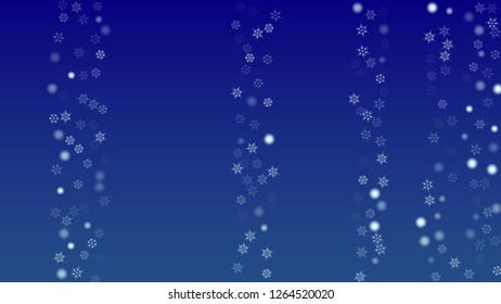 Christmas Background with Falling Snowflakes.  Element of Design with Snow for a Postcard, Invitation Card, Banner, Flyer.  Vector Falling Snowflakes on a Blue Winter Background
