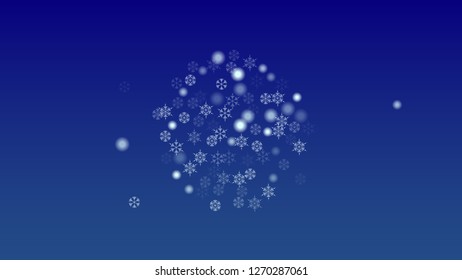 Christmas Background with Falling Snowflakes.  Element of Design with Snow for a Postcard, Invitation Card, Banner, Flyer.  Vector Falling Snowflakes on a Blue Winter Background
