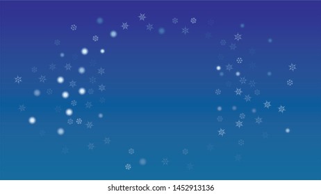 Christmas Background with Falling Snowflakes.  Element of Design with Snow for a Postcard, Invitation Card, Banner, Flyer.  Vector Falling Snowflakes on a Blue Winter Background
