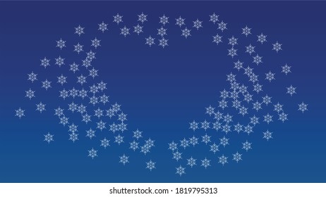 Christmas Background with Falling Snowflakes.  Element of Design with Snow for a Postcard, Invitation Card, Banner, Flyer.  Vector Falling Snowflakes on a Blue Winter Background
