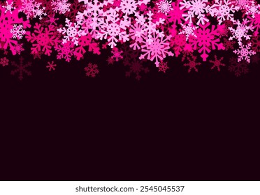 Fondo de Navidades con copos de nieve que caen. Fondo de vacaciones de invierno o marco con patrón de nieve en capas.