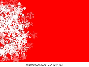 Fondo de Navidades con copos de nieve que caen. Fondo de vacaciones de invierno o marco con patrón de nieve en capas.