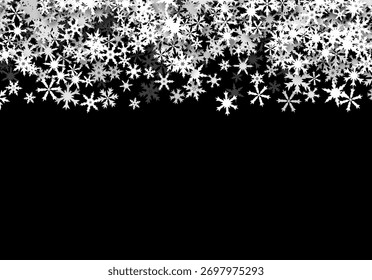 Fondo de Navidades con copos de nieve que caen. Fondo de vacaciones de invierno o marco con patrón de nieve en capas.